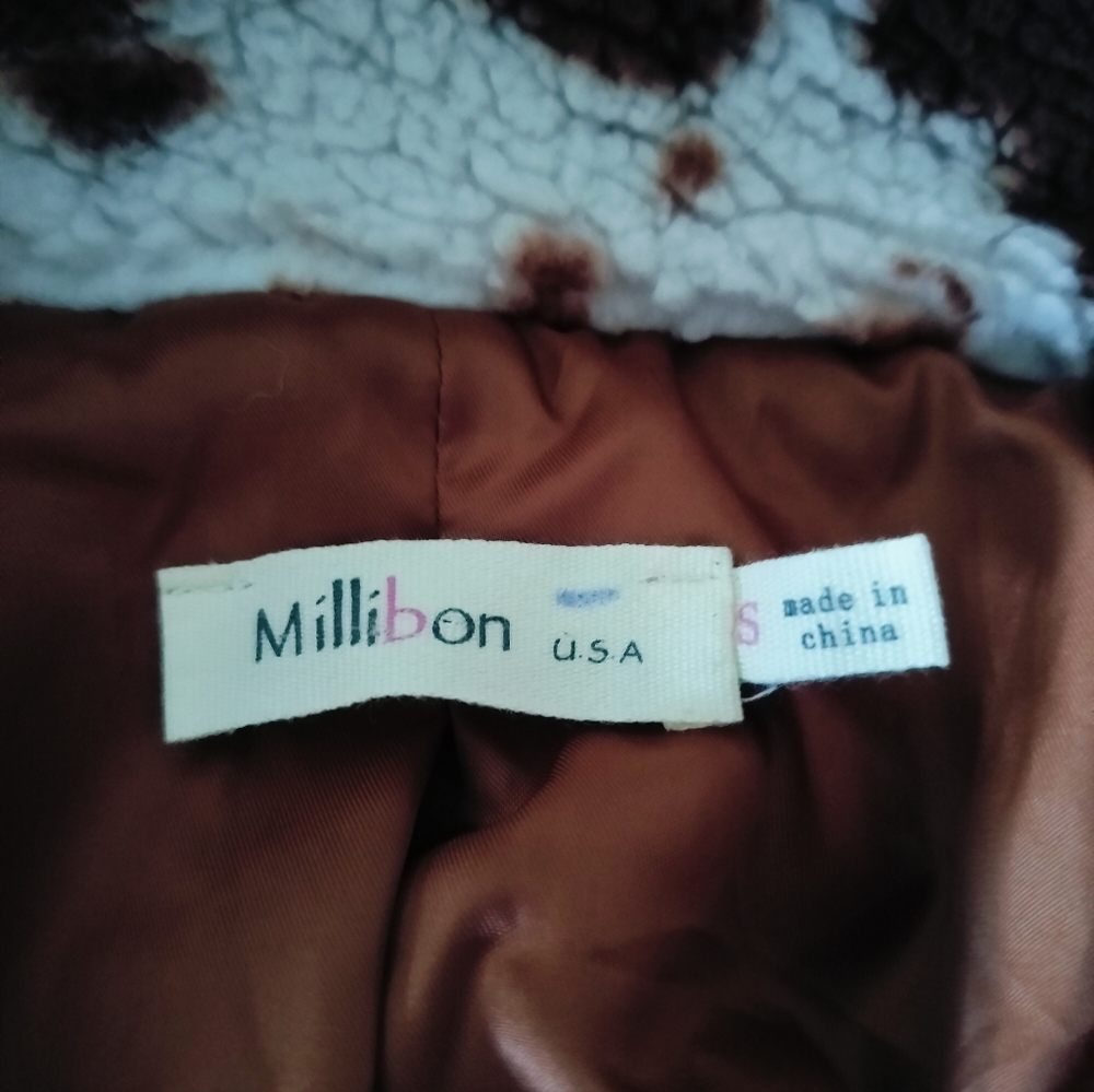 Millibon Women's Cow Print Teddy Jacket Very Soft Size Medium - Picture 7 of 8